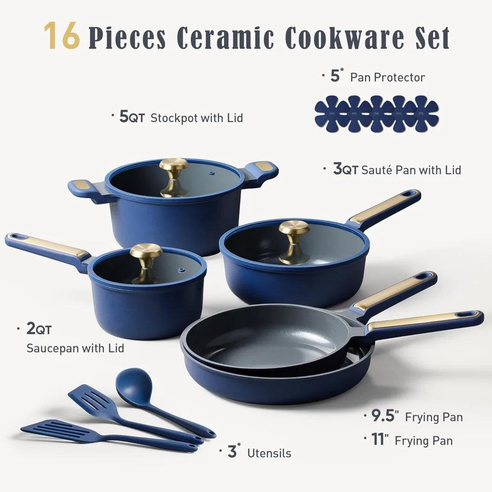 Ceramic Nonstick Cookware Set, PFAS and PTFE Free, Safe