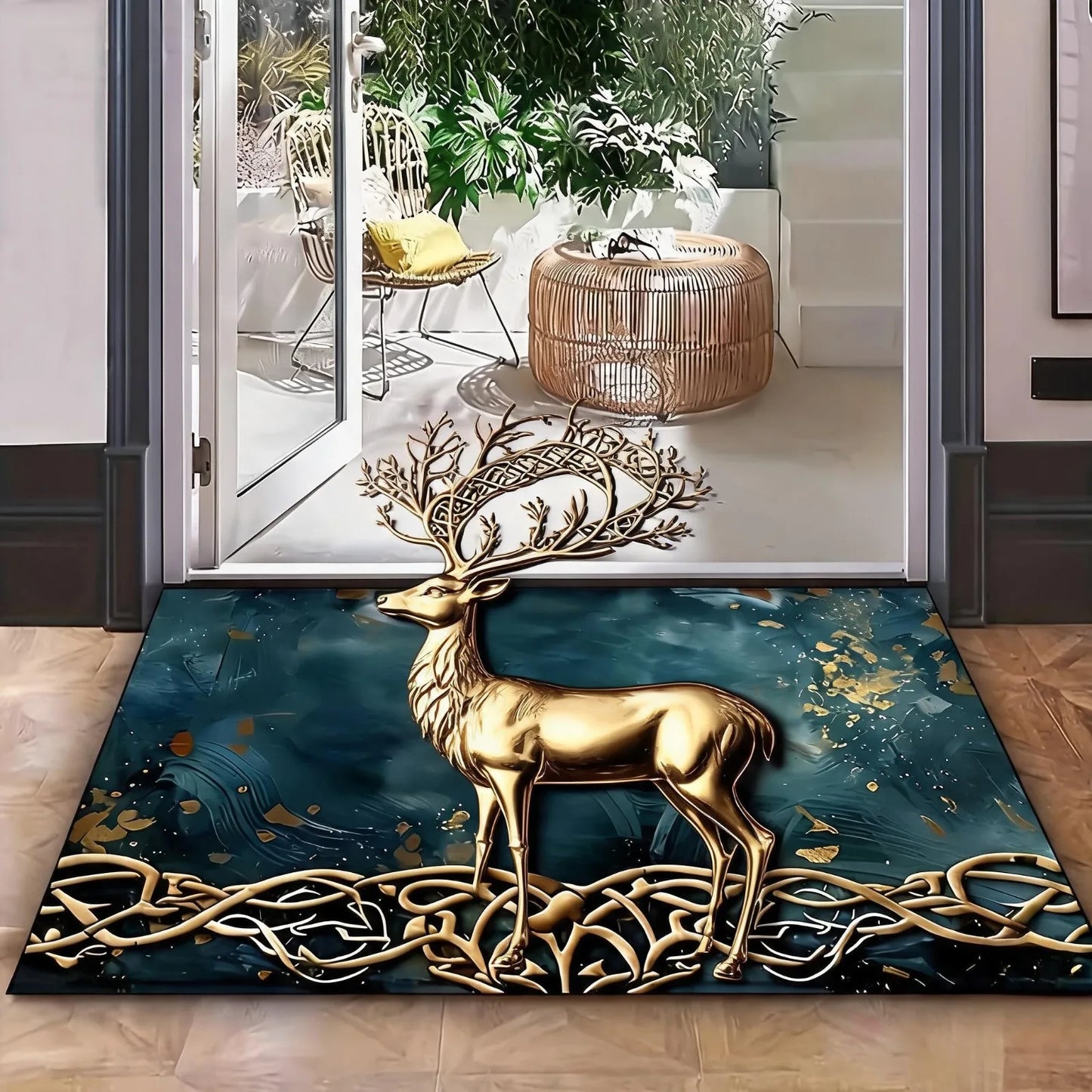 Tree of Life Pattern Welcome Doormat, Crystal Velvet Fabric, Backing, 1000G/M², Rectangular Non-Slip Washable Entrance Rug for Home, Garden, Patio, Laundry, Bathroom Decoration - Hand Wash solely, Durable Multi-Purpose Outdo
