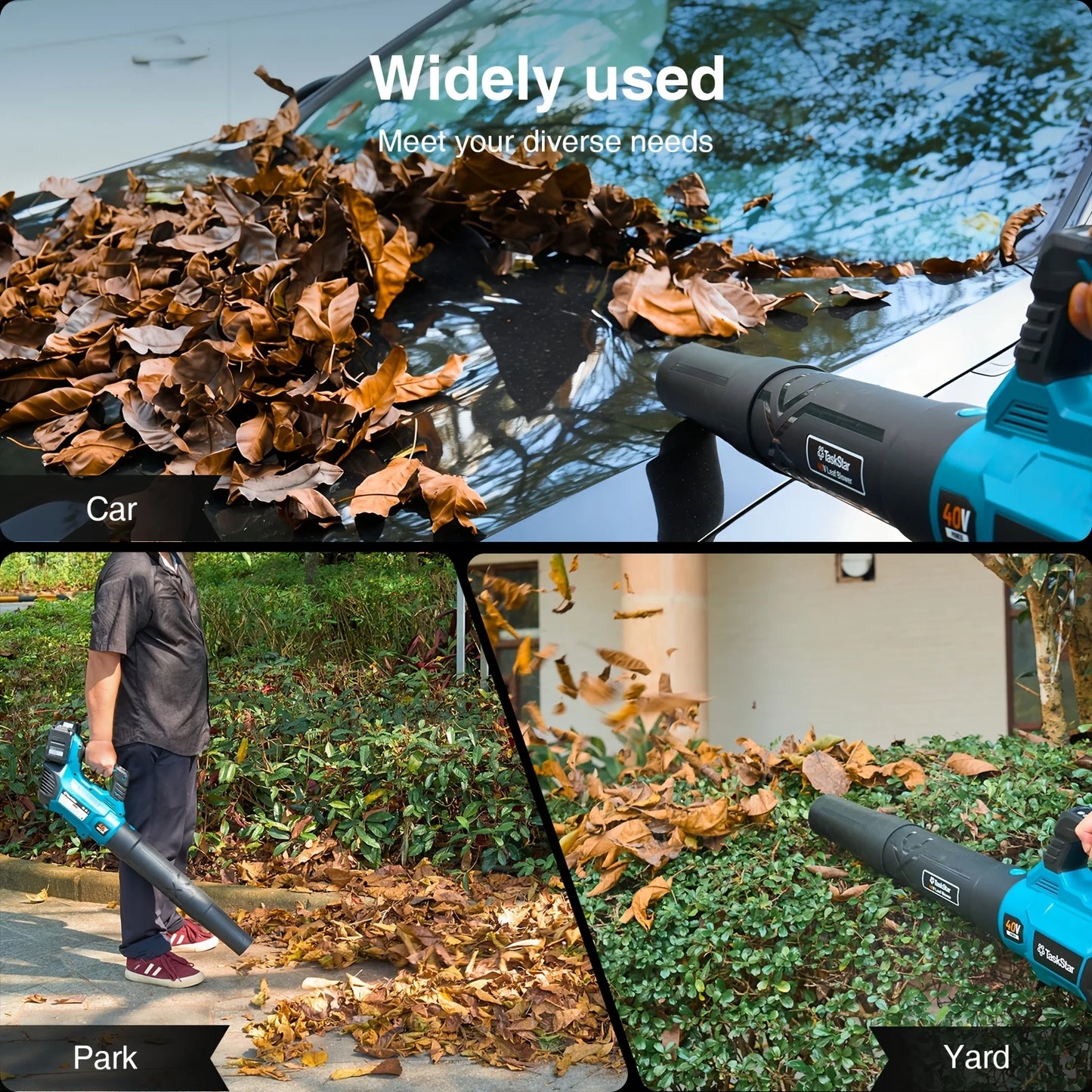 TaskStar 40V Powerful Air Blower Brushed Motor 2x4.0Ah Rechargeable Batteries Powered Leaf Blower Cordless Garden Cleaning Tools