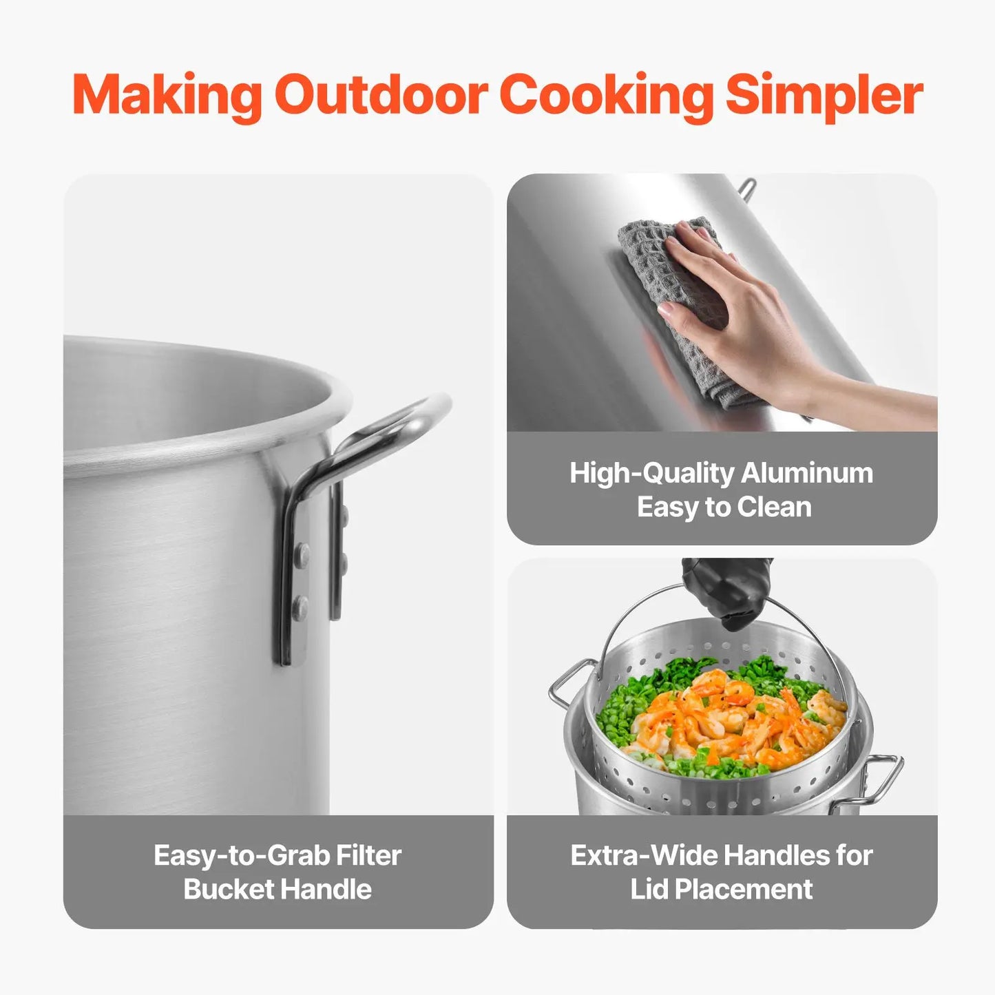 80 Qt Seafood Boiling Kit with Strainer, Outdoor Seafood Boil Pot and Basket, Cooking Set for Crab Crawfish Lobster Boiling, Aluminum Stockpot with 100,000 BTUs Propane Burner and Steamer Rack