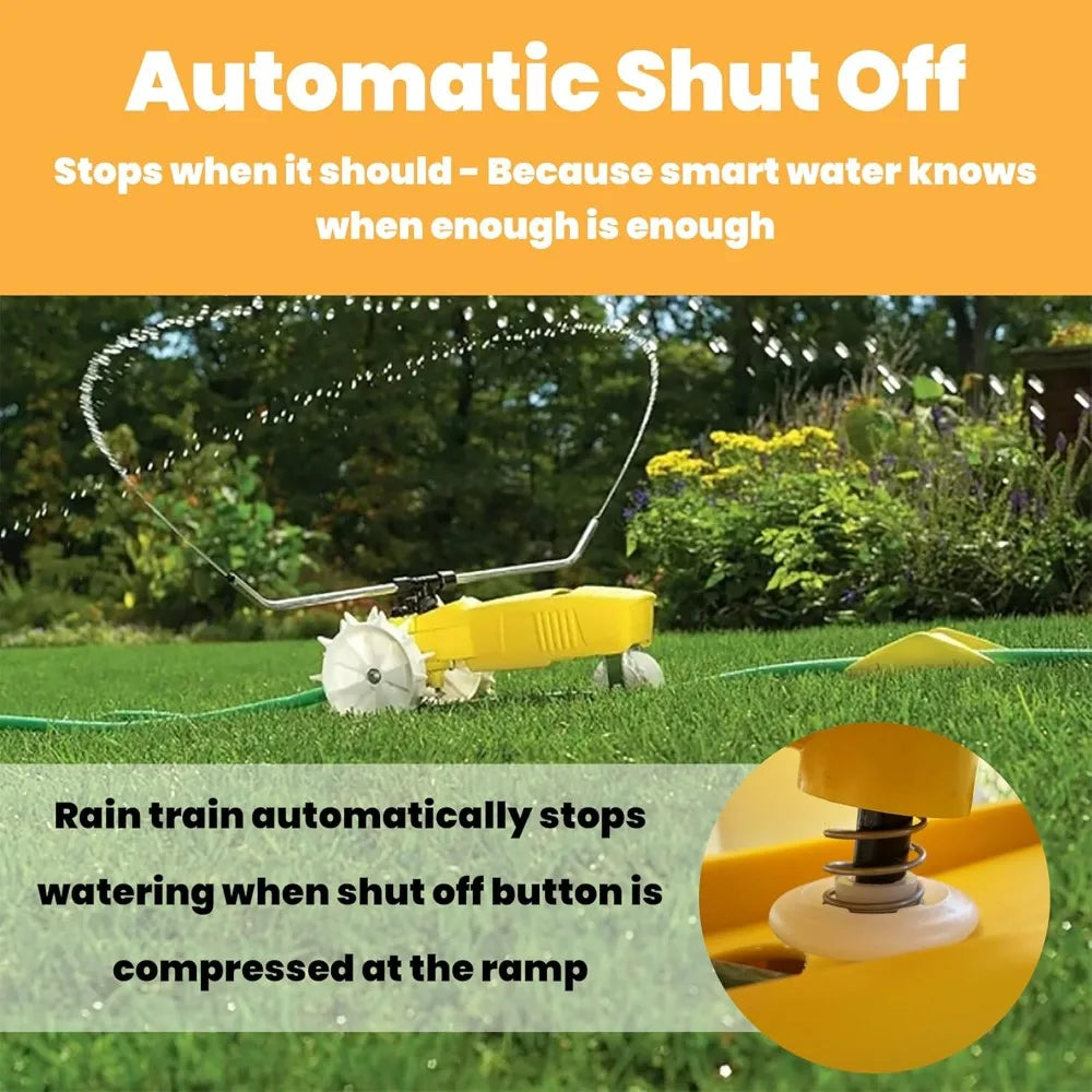 Nelson Rain Train 13,500 Square Feet Cast Iron Outdoor Lawn Traveling Water Sprinkler for Yard, and Garden, with Auto Shut Off,
