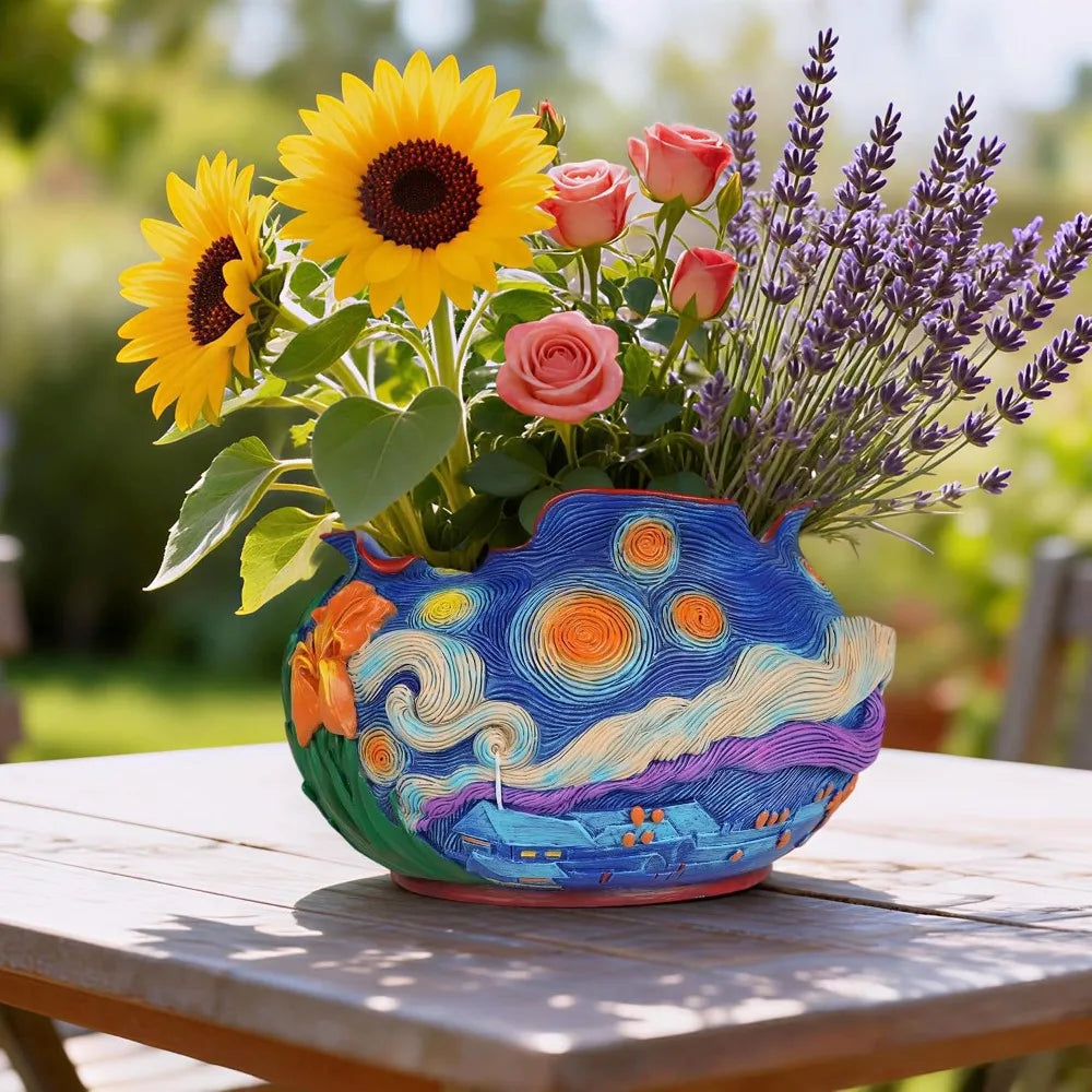Van Gogh Starry Night Planter Resin Pot For Succulents