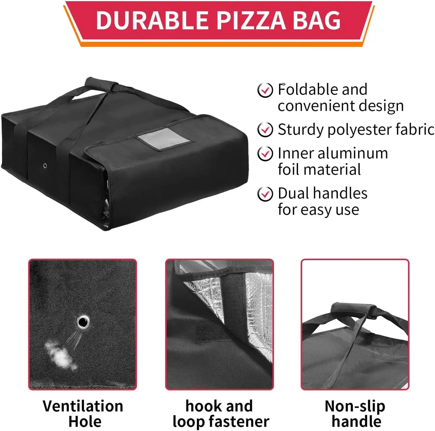 Pizza Warmer Bag Insulated Delivery Carrier With Label Window