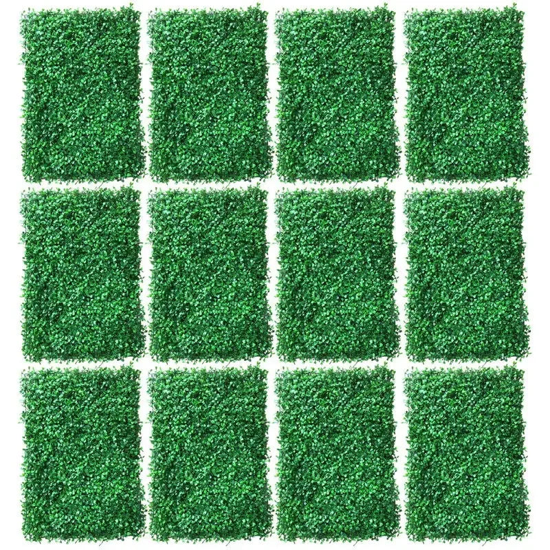 12Pcs 60x40cm Artificial Hedge Screen Privacy Fence Faux Plant Leaves Panels Boxwood Grass for Home Garden Decor Yard Wall Decor