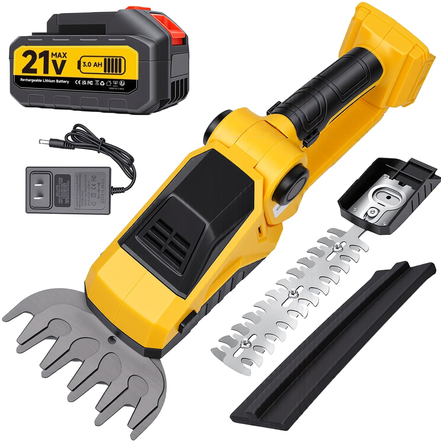 XYSD 2-In-1 Cordless Hedge Trimmer With Battery And Grass Shear