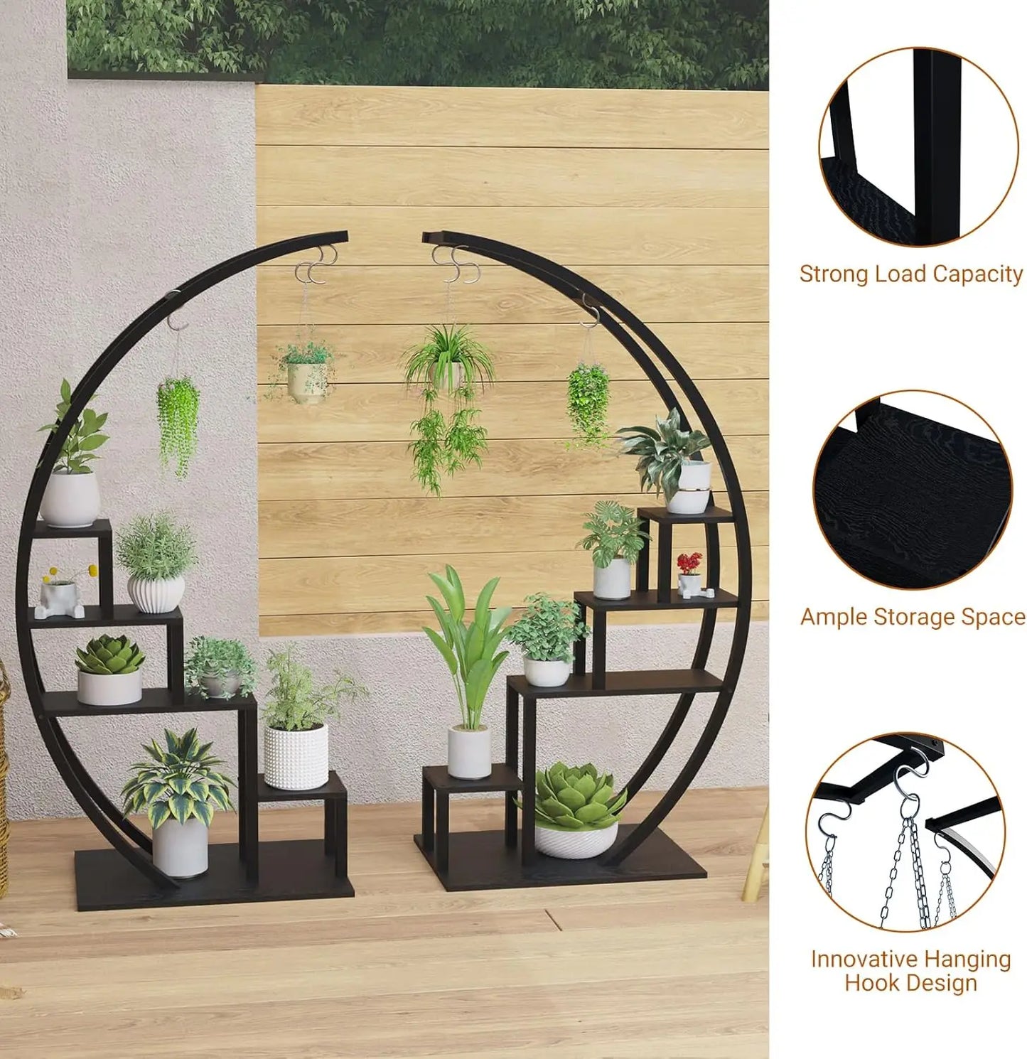 TWISTER.CK 2-Pack 5-Tier Indoor Half Moon Metal Plant Stand