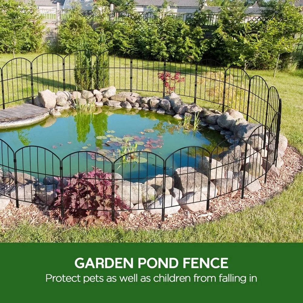 10ft x 24in No Dig Garden Fence, 10 Pcs Rustproof Metal Panels, Black Decorative Border for Flower Bed, Patio, Dogs