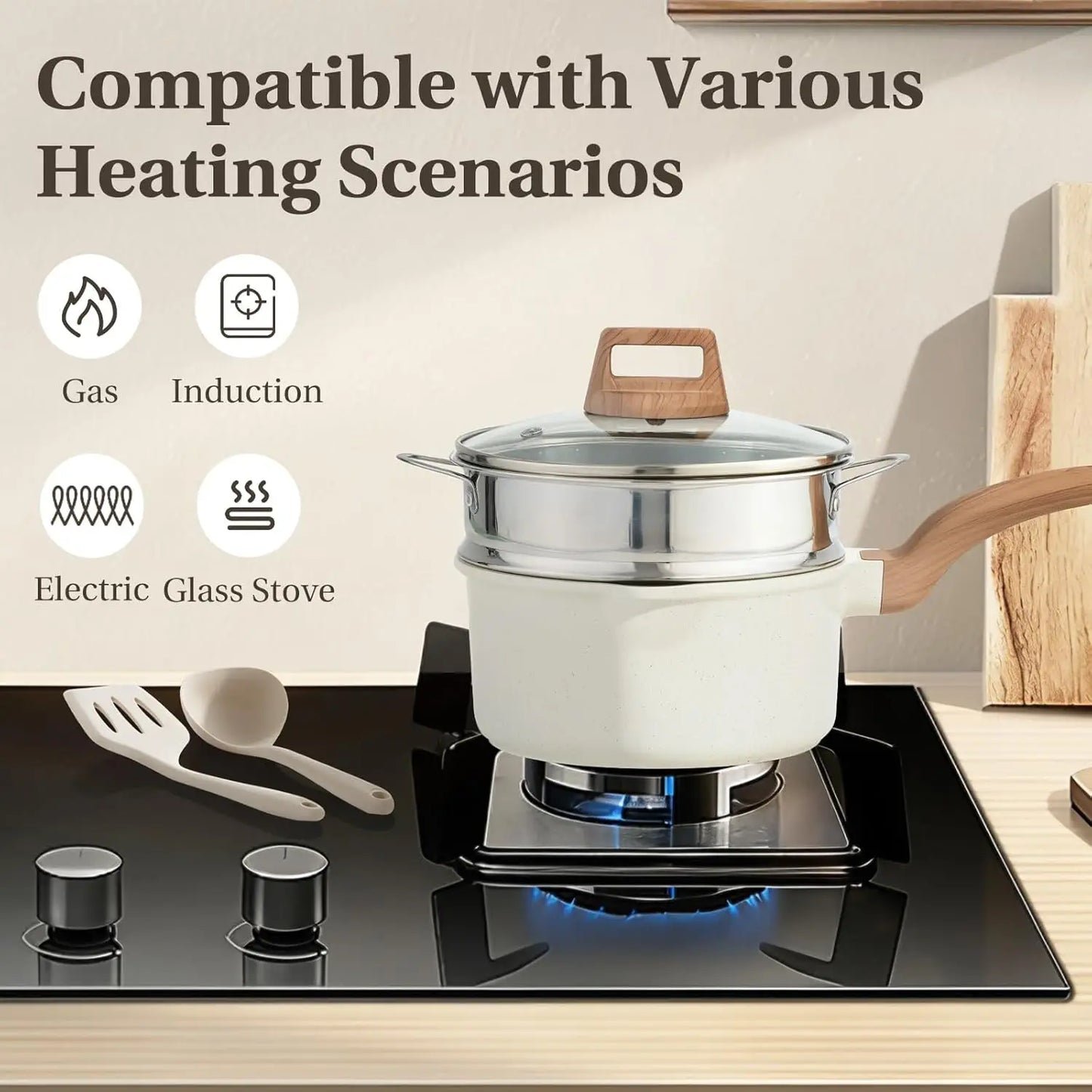 Nonstick Induction Cookware Set With Stackable Removable Handle