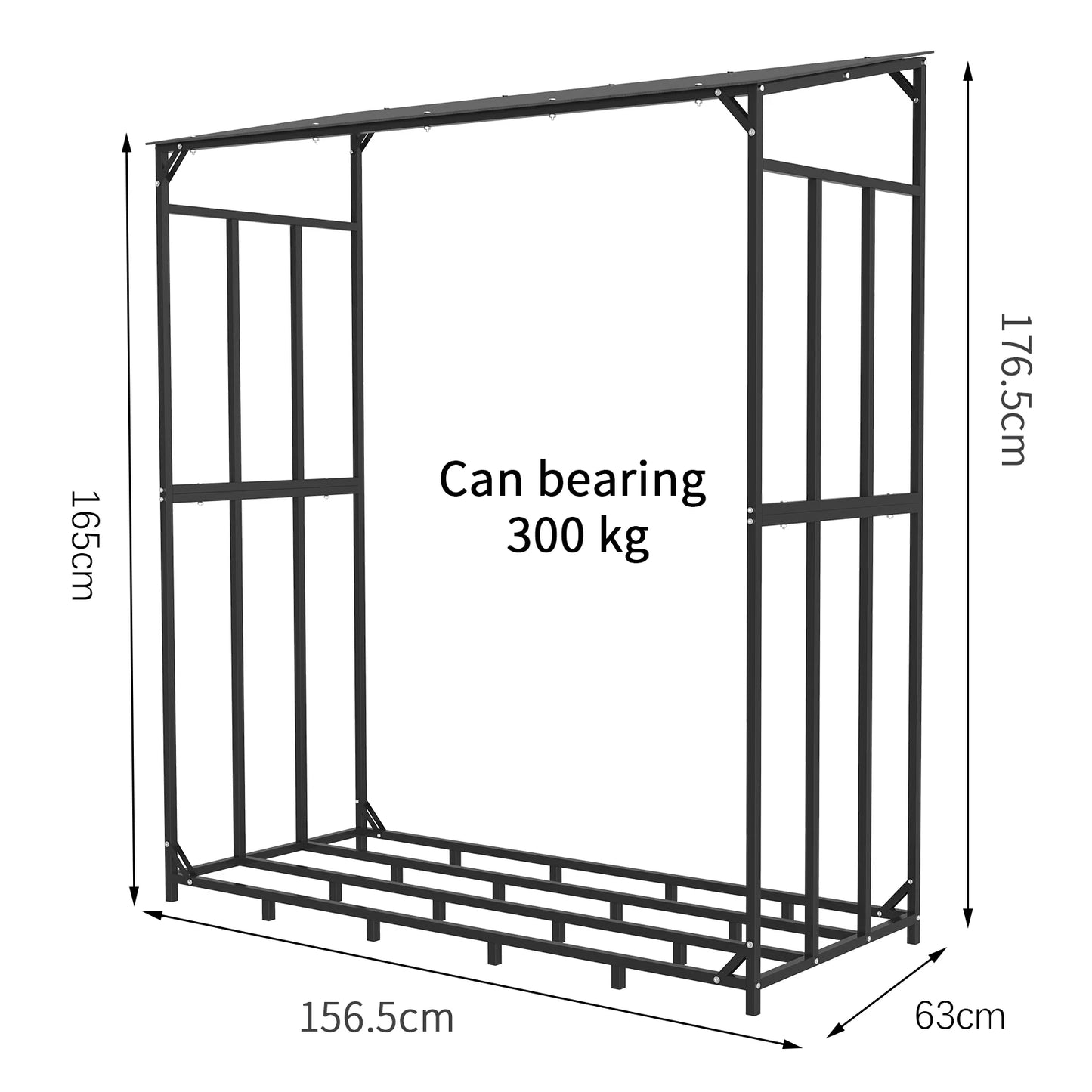 Heavy Duty Outdoor Firewood Storage Rack With Top Cover Rust Resistant