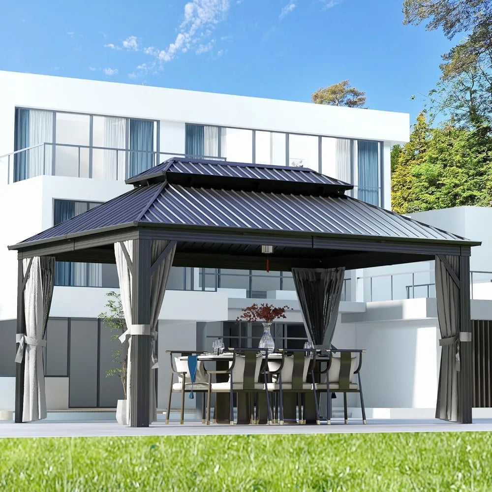 DUOFU Hardtop Gazebo Aluminum Frame Outdoor Patio Pavilion