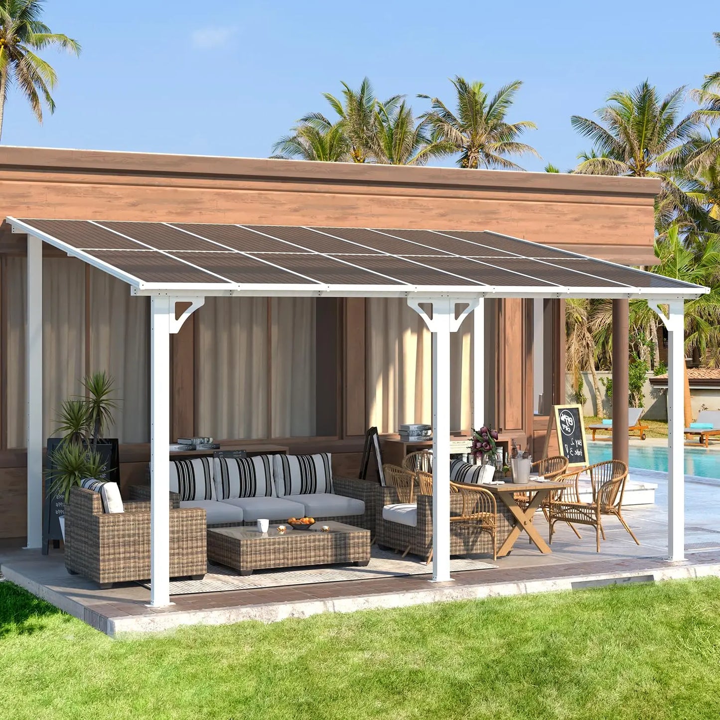 Heavy Duty Aluminum Gazebo Pergola With Hard Top Roof