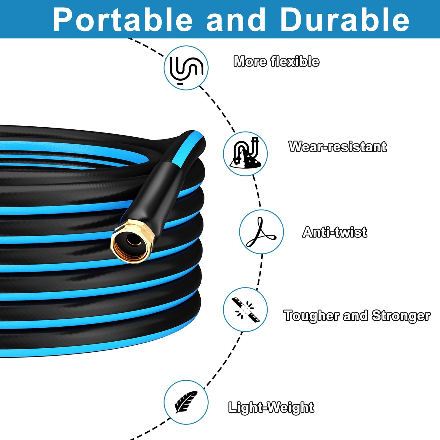 GardenJoy Heavy-Duty PVC Garden Hose For Outdoor Watering