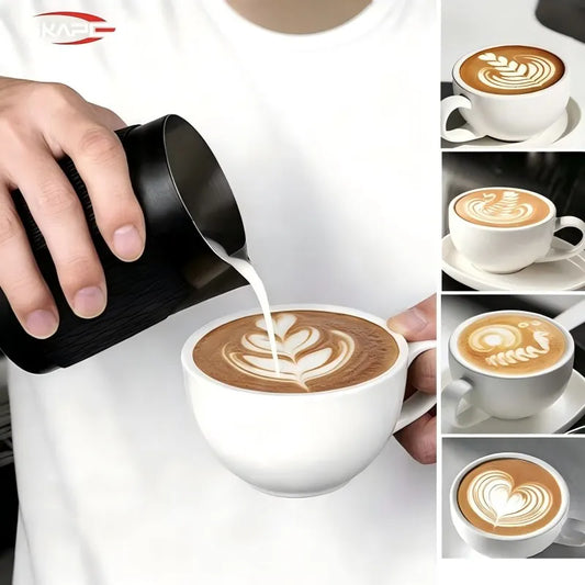 IKAPE Espresso Milk Pitcher V3, 500ml Milk Frothing Jug without Handle, Espresso Steaming Pitcher with Sharp Spout for Espresso