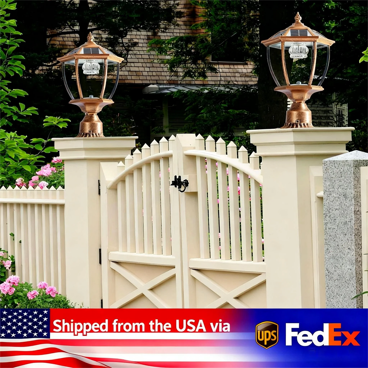 ARLGSITE Vintage Solar LED Post Light Outdoor Garden Lamp