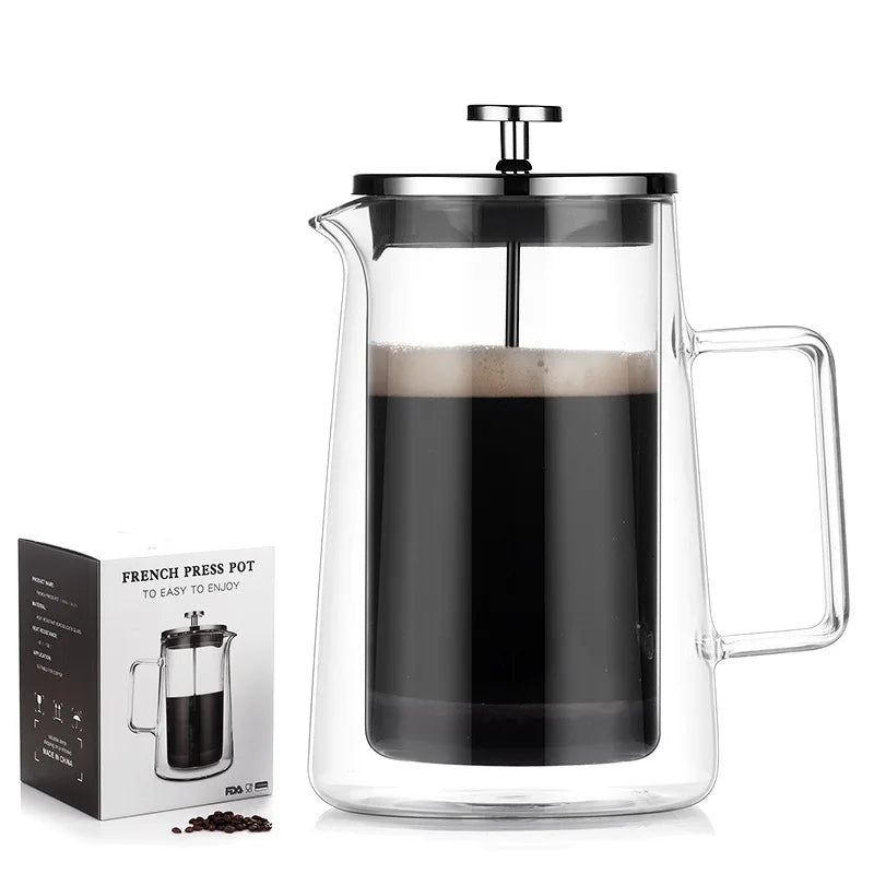 Borosilicate Glass French Press With Double Wall Insulation