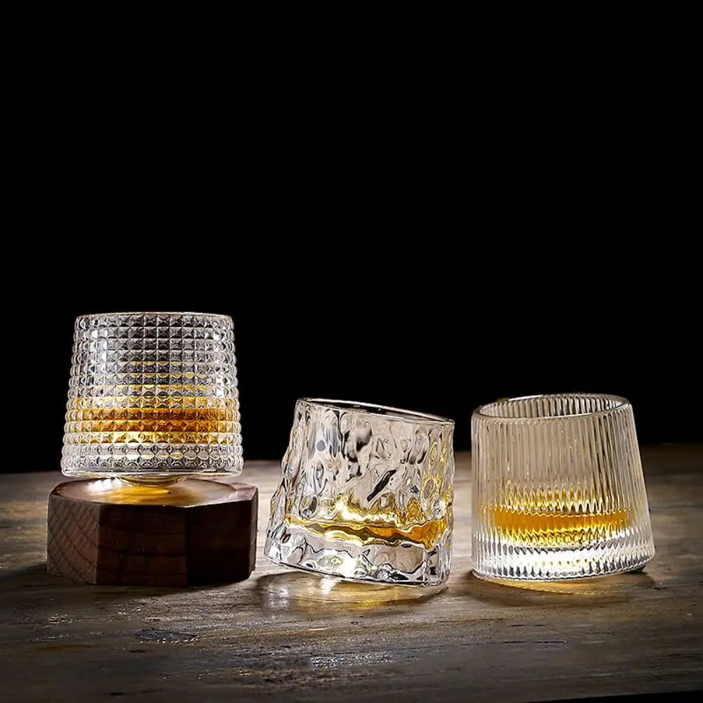 Rotating Whiskey Glass With Base 360 Degree Spin Cocktail