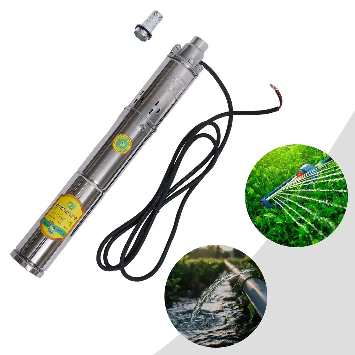 DC24V Deep Well Submersible Pump, 0.37KW Pure Copper Motor, 65m Max Head 2850RPM Overheat Protection Water Pump for Farm Irrigation Home Water Supply