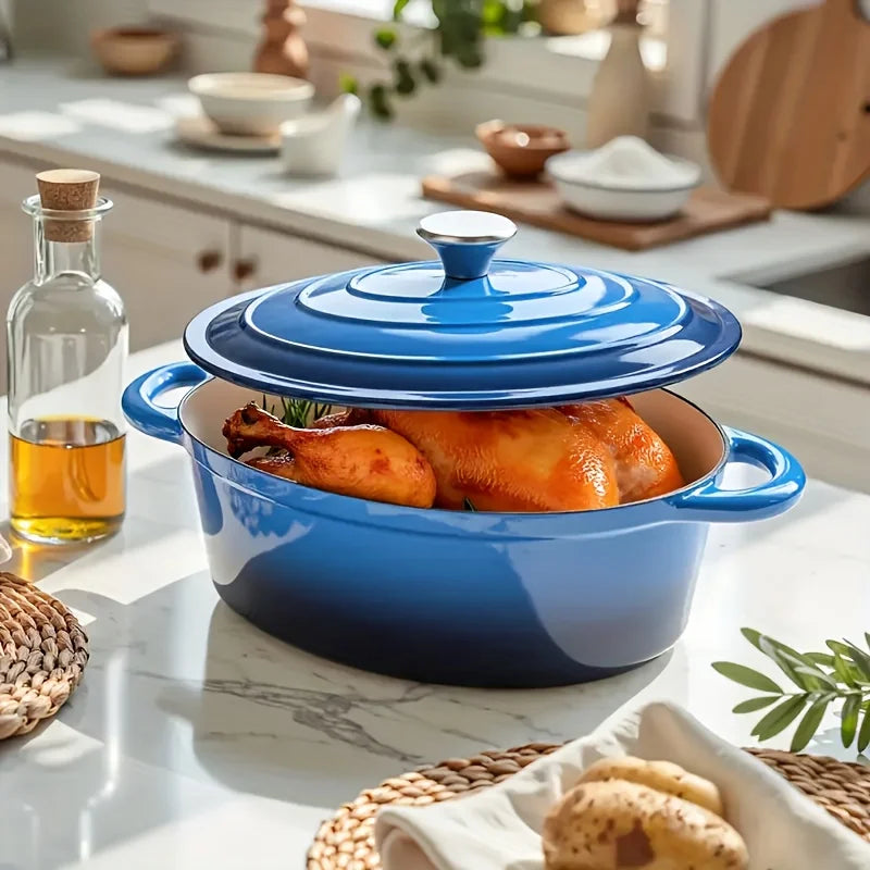 Enameled Cast Iron Dutch Oven With Lid For Bread Baking