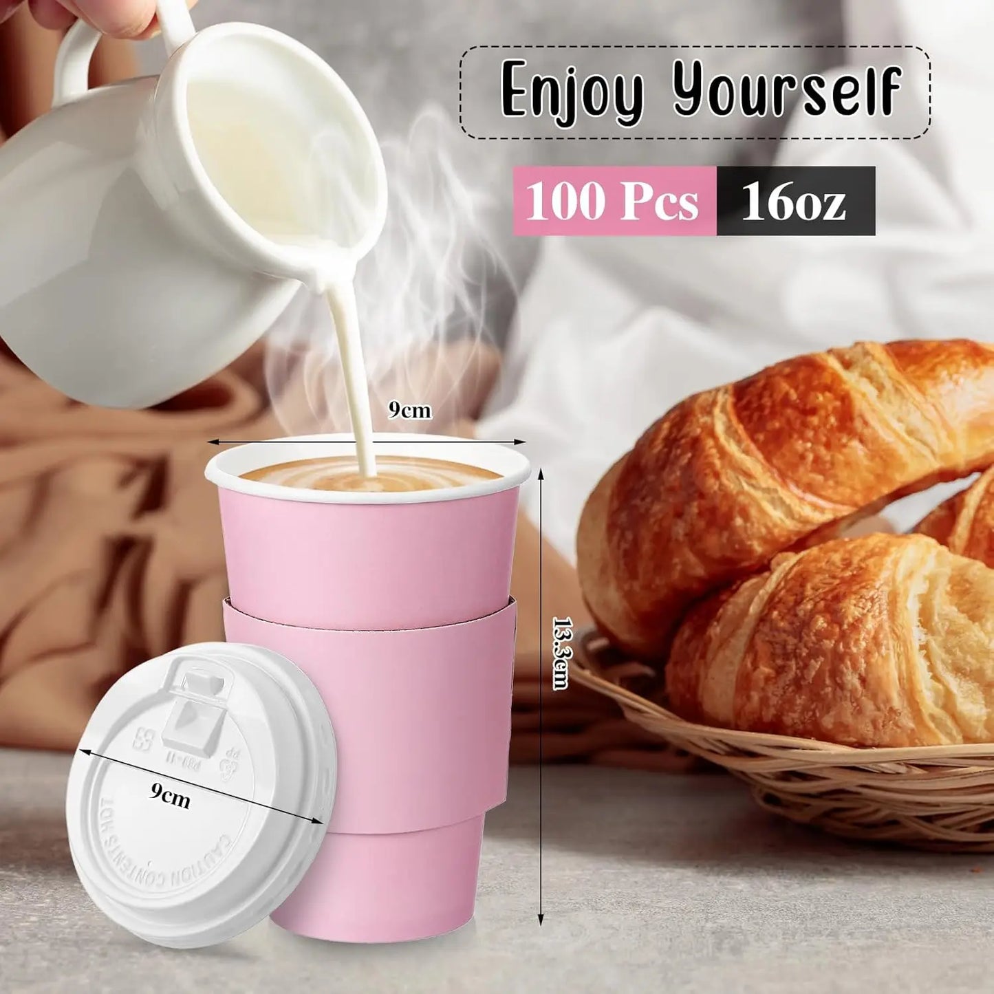 Insulated Disposable Coffee Cups With Lids And Sleeves 100 Set