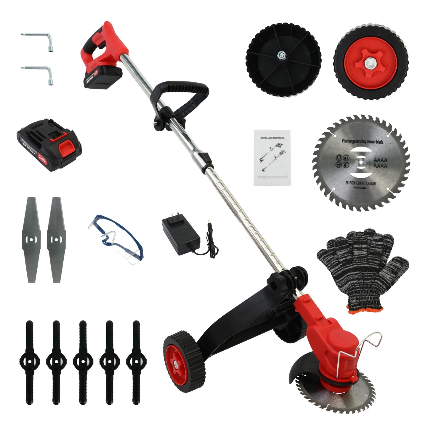 Cordless Weed Trimmer Electric Edger 21V one/Two 5C 1.5Ah Lithium Battery US Charger Ideal Handheld for Lawn Care Garden Work
