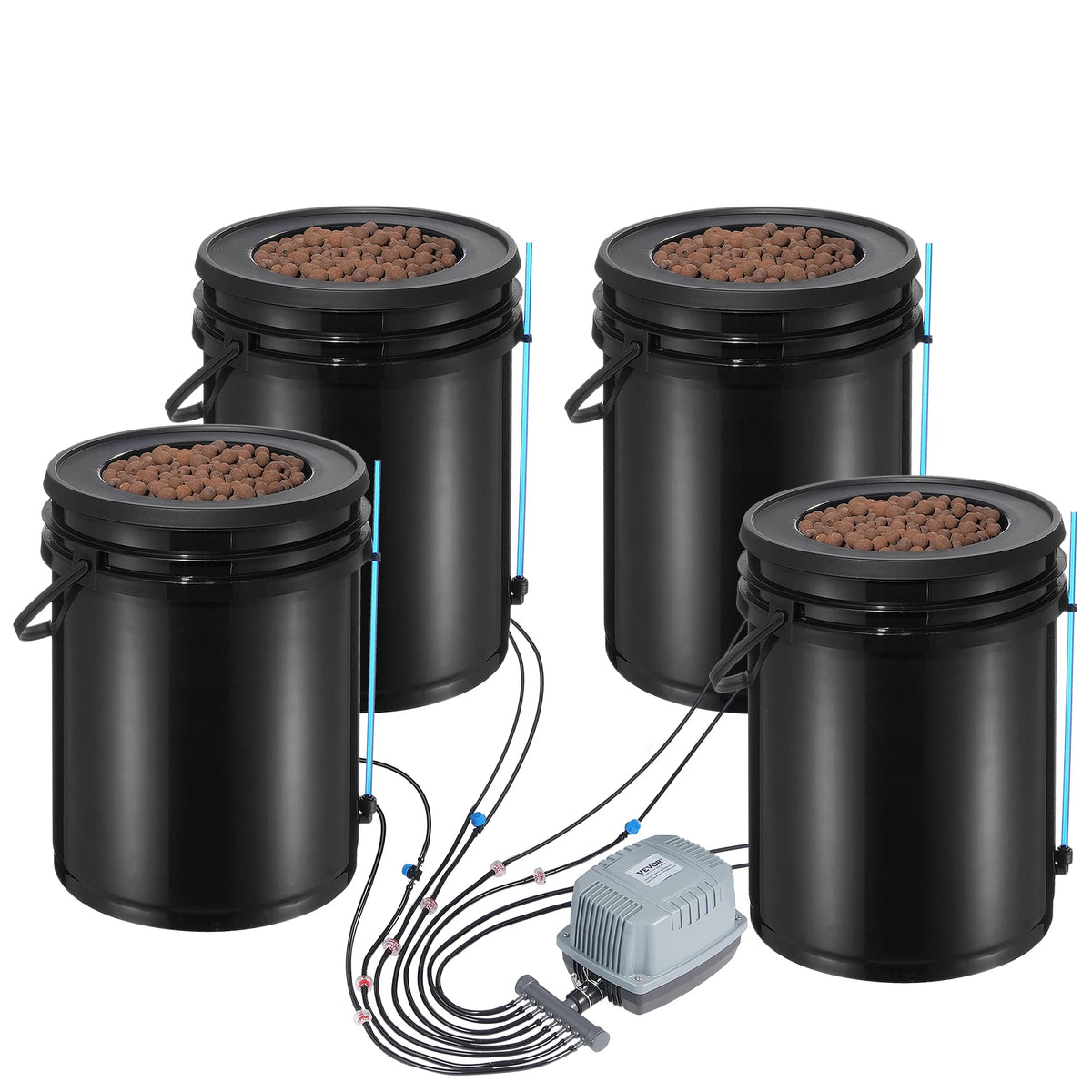 SucceBuy DWC Hydroponics Grow System Hydroponic Growing System w/ Top Drip Kit Deep Water Culture 5-Gallon Buckets with Air Pump