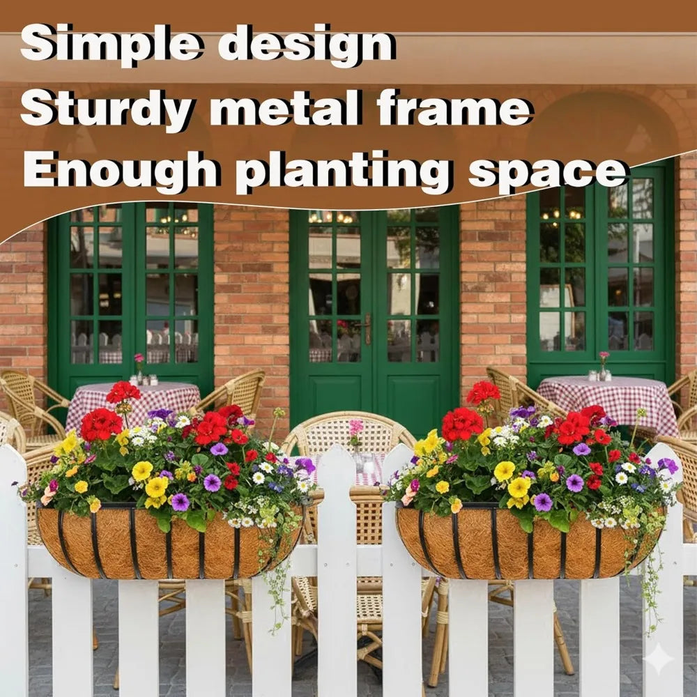 Metal Railing Planter Boxes With Coco Liners For Decks Fences Balconies