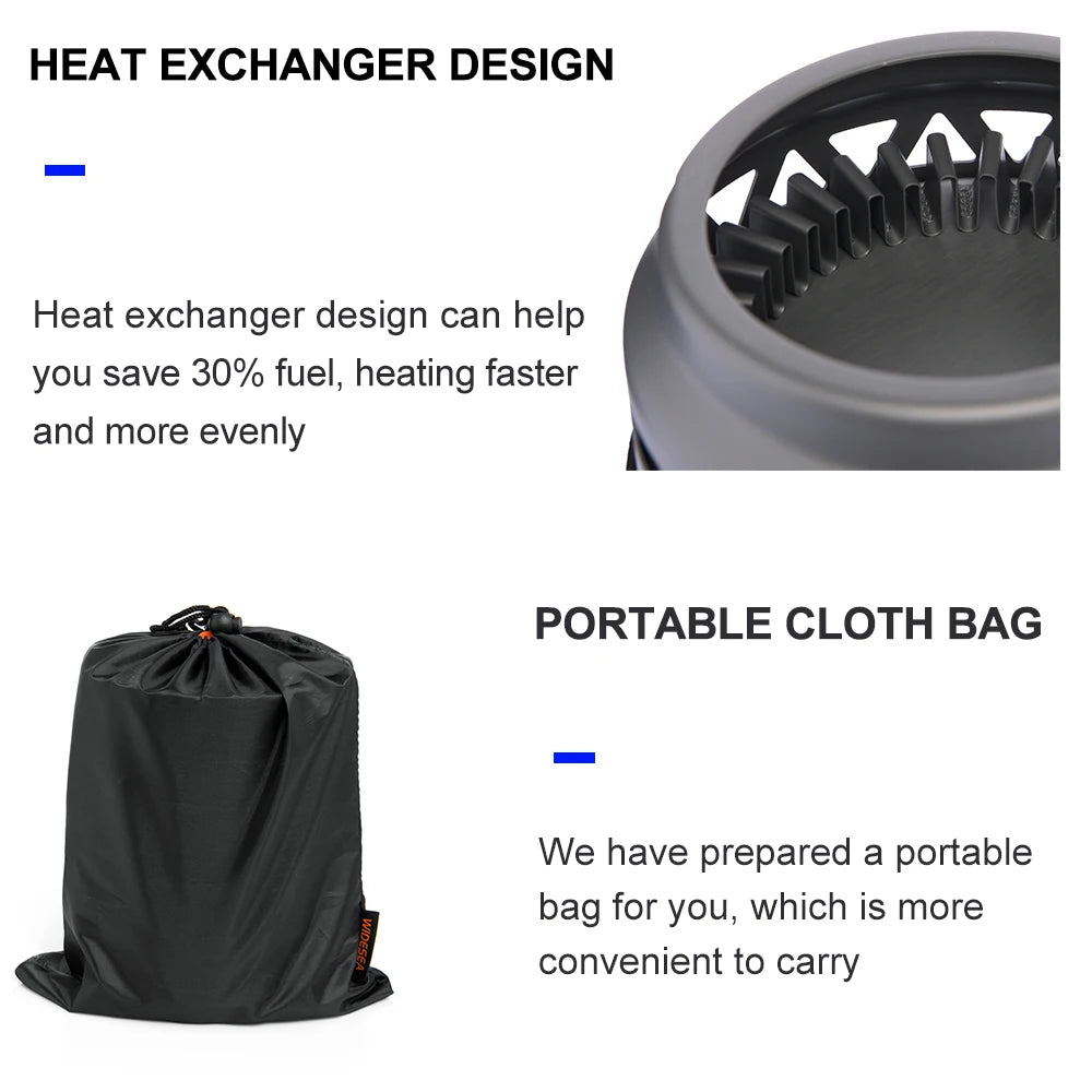 Widesea Camping Cooking System With Heat Exchanger Gas Burner
