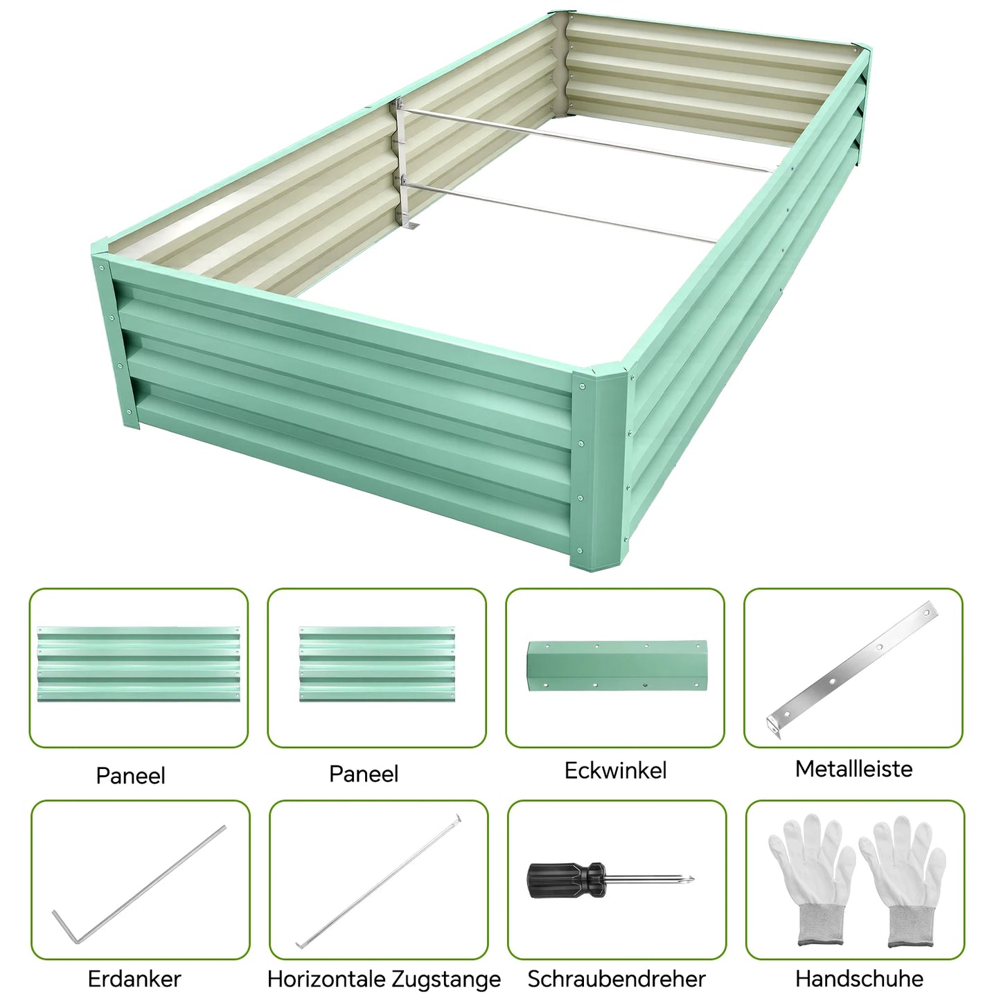 Galvanized Metal Raised Garden Bed for Outdoor Vegetable Planting