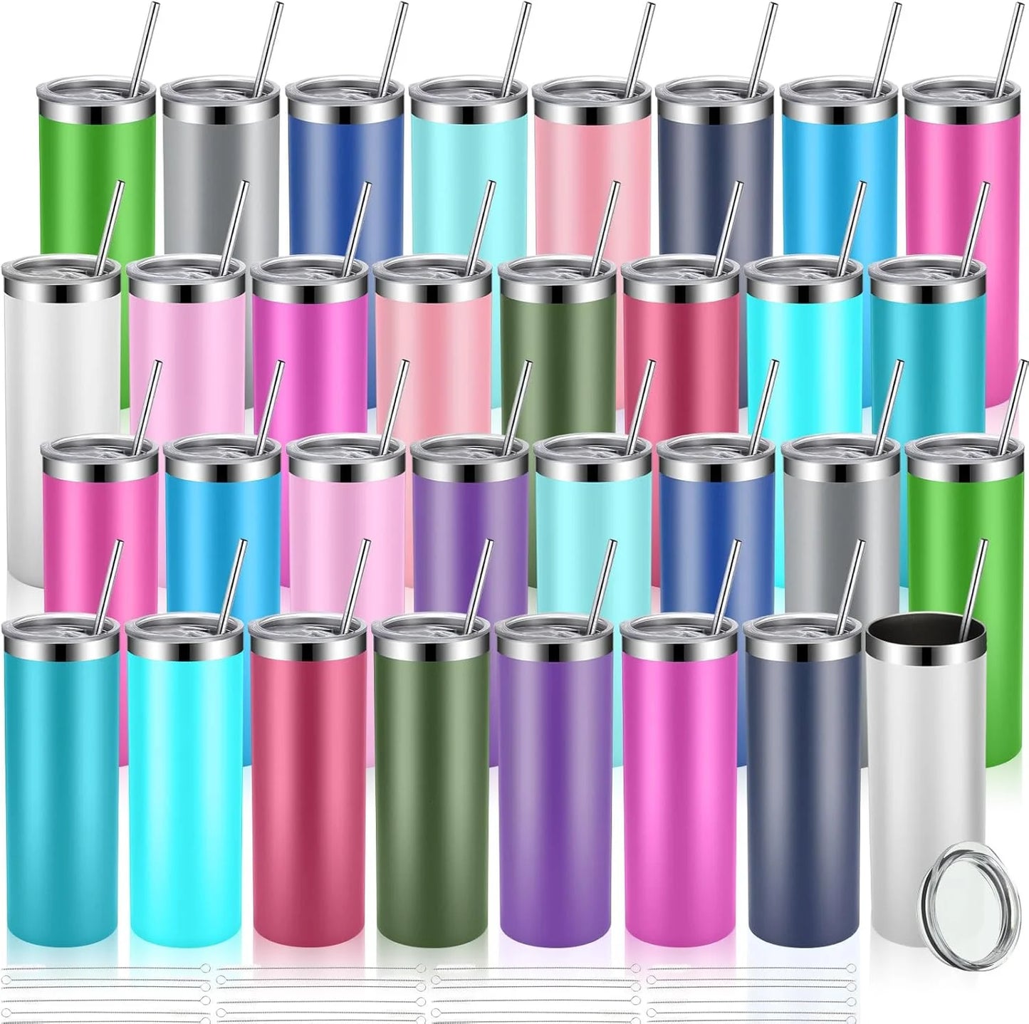 Slim Insulated Tumblers With Lids And Straws Stainless Steel