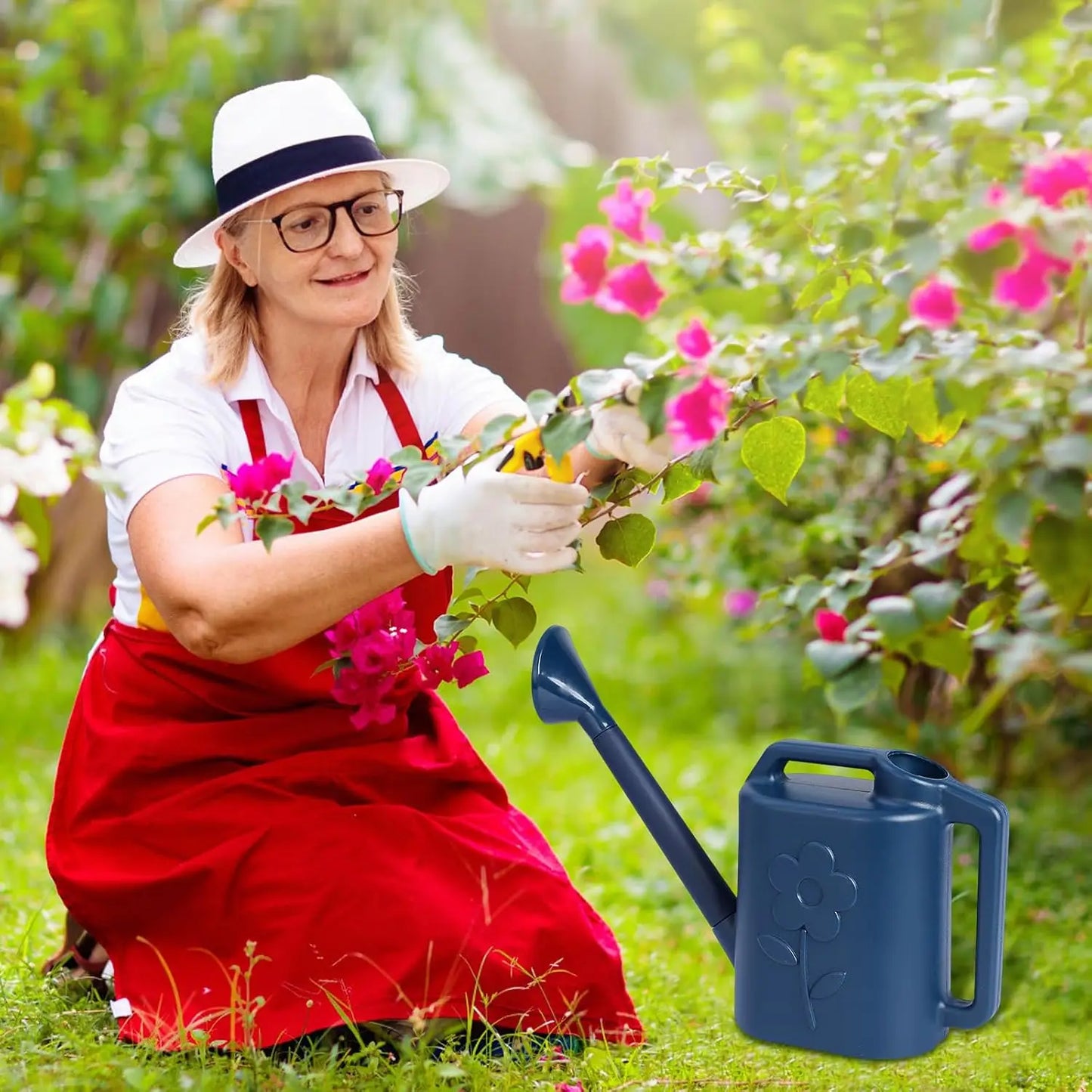 2.8L Watering Can for Indoor Plants, Long Spout Garden Watering Cans with Detachable Shower Head, Large Capacity Plant Watering Pot for House Outdoor Flowers