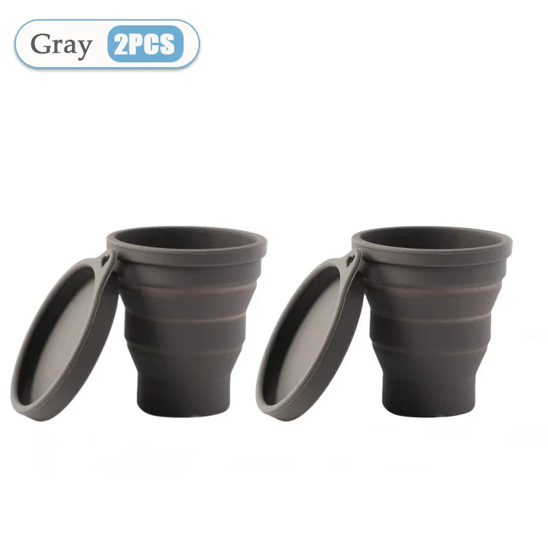 Silicone Folding Telescopic Cup With Lid For Tea And Coffee