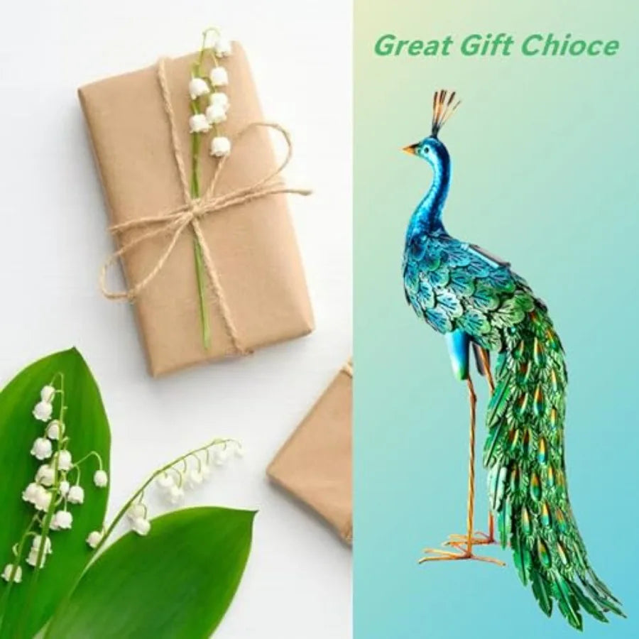 SHXI Outdoor Solar Peacock Garden Statue Yard Art Decor