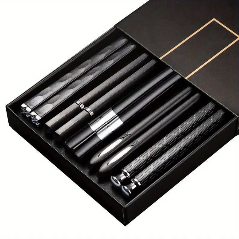 Flexible Alloy Chopsticks, Non-Slip And Hygienic, 5 Pairs