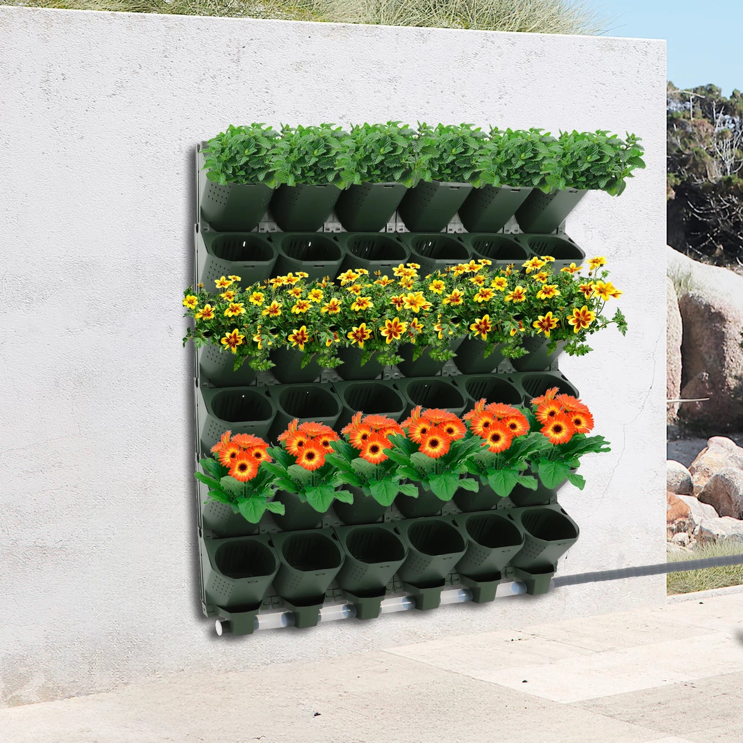 Self-Watering Hanging Flower Pot Set With Timer For Wall Mounted Vertical Garden