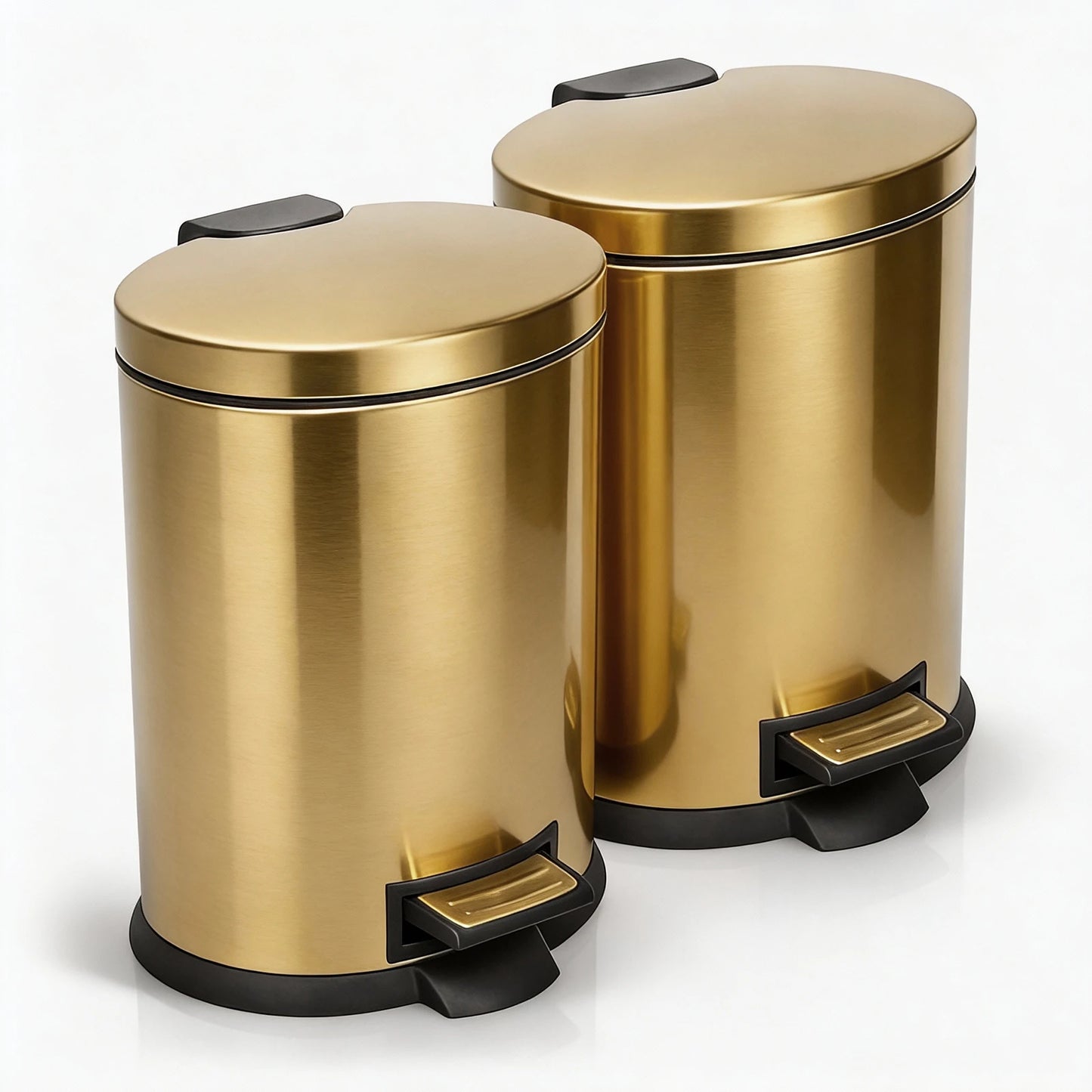 HANSMART Round Stainless Steel Trash Can Non Skid Base