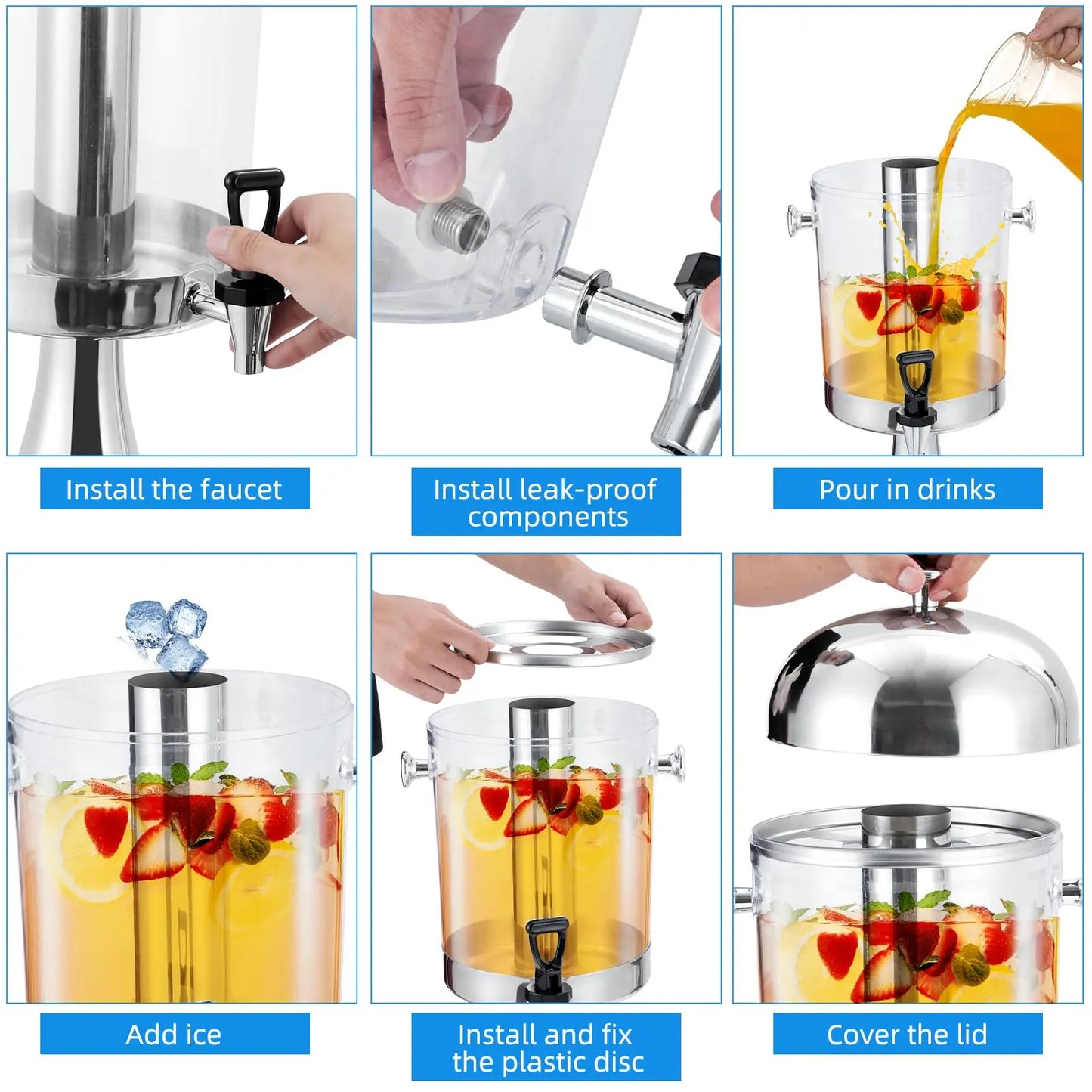 Stainless Steel Beverage Dispenser With Ice Core And Stand