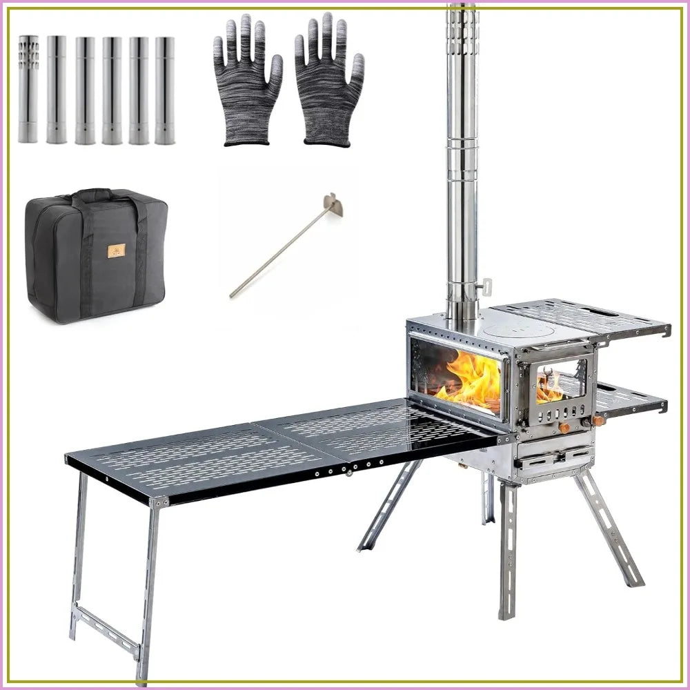 M6 Wood Stove Oven For Camp Cooking With Ash Drawer