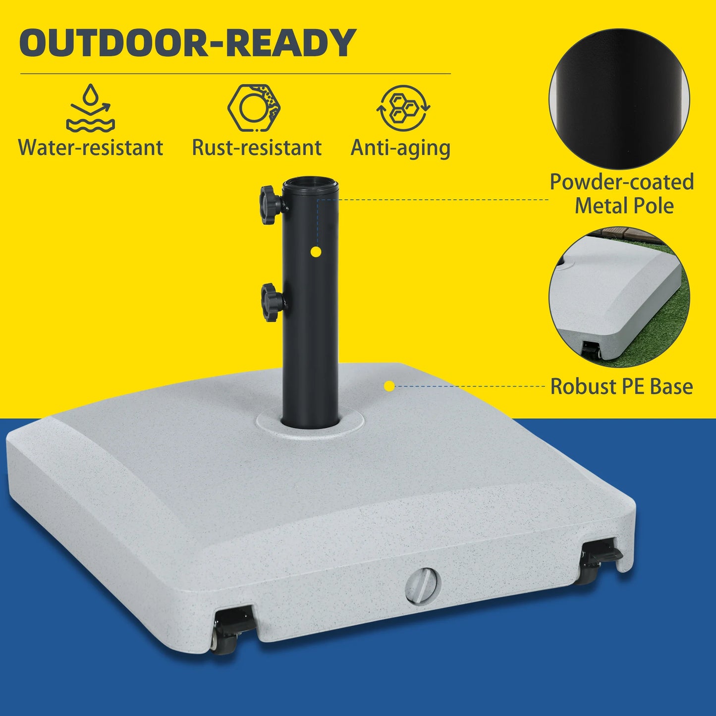 Outsunny Patio Umbrella Base With Wheels Water Or Sand Filled