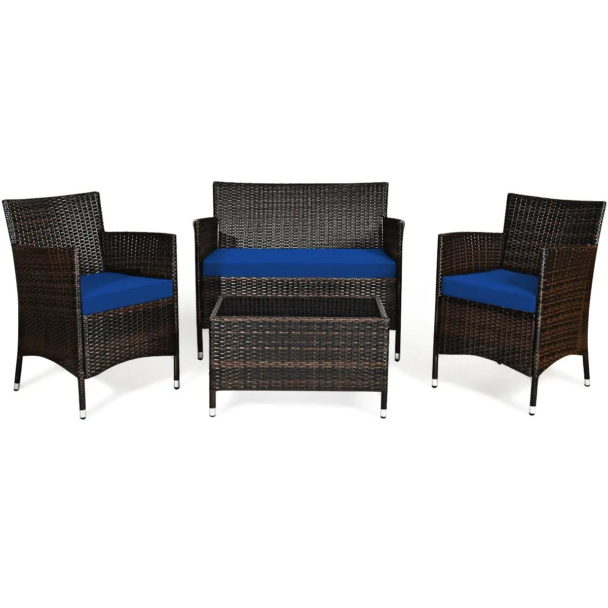 XIAOLANG 4 Piece Rattan Patio Set Outdoor Wicker Conversation Set