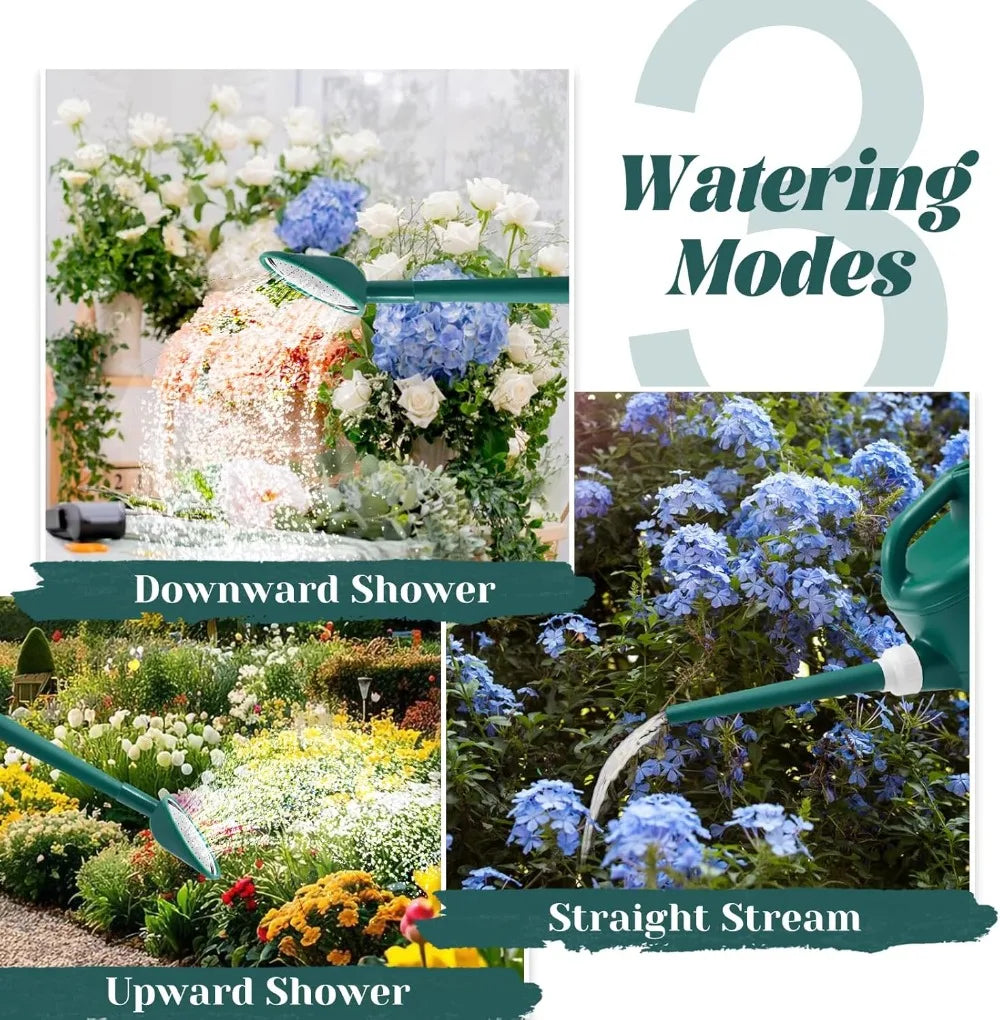 1 Gallon Watering Can with Removable Long Spout & Stainless Steel Sprinkler Head, Plastic Indoor Outdoor Garden Watering Can for Plants
