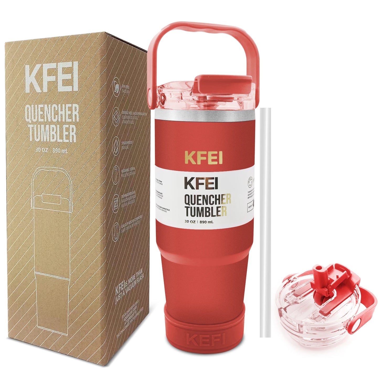 Insulated 30Oz Stainless Steel Tumbler With Lid And Straw