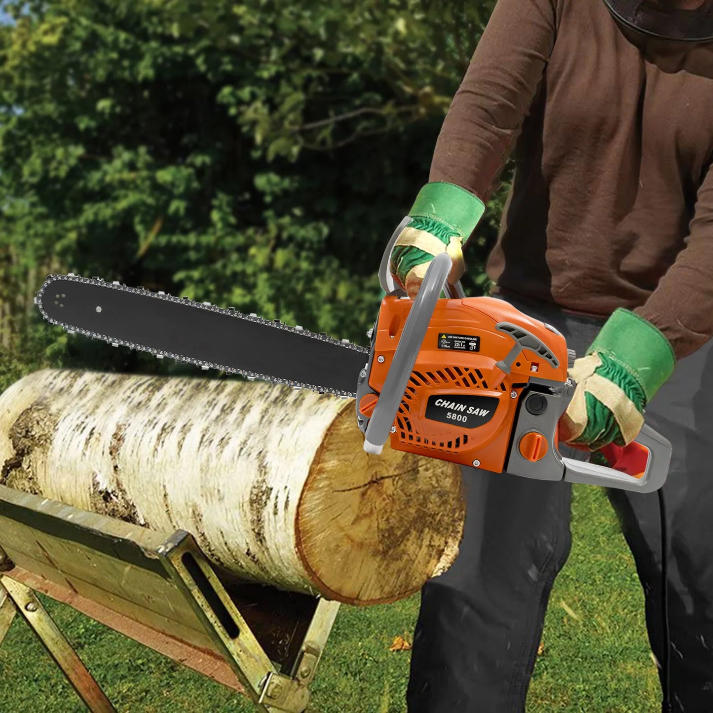 Gas Powered Chainsaw For Wood Cutting And Outdoor Use