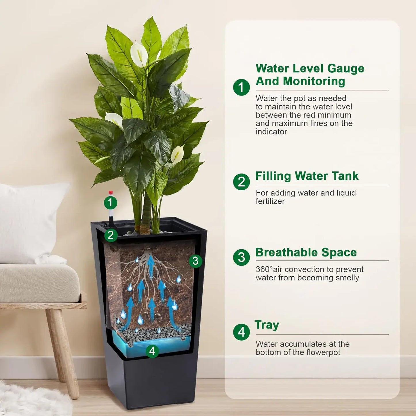 HobbyLane Indoor Outdoor Tall Planter With Shelf Insert
