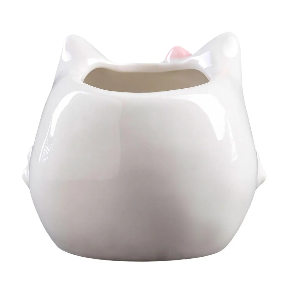 Cat Ceramic Succulent Pot Cartoon Bonsai Pot Decorative Small Plant Holder Multi-Function Flower Planter Pot for Micro Landscape