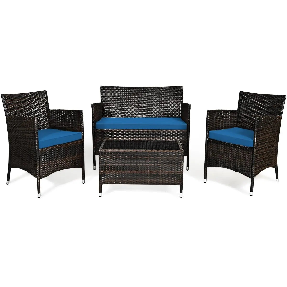XIAOLANG 4 Piece Rattan Patio Set Outdoor Wicker Conversation Set