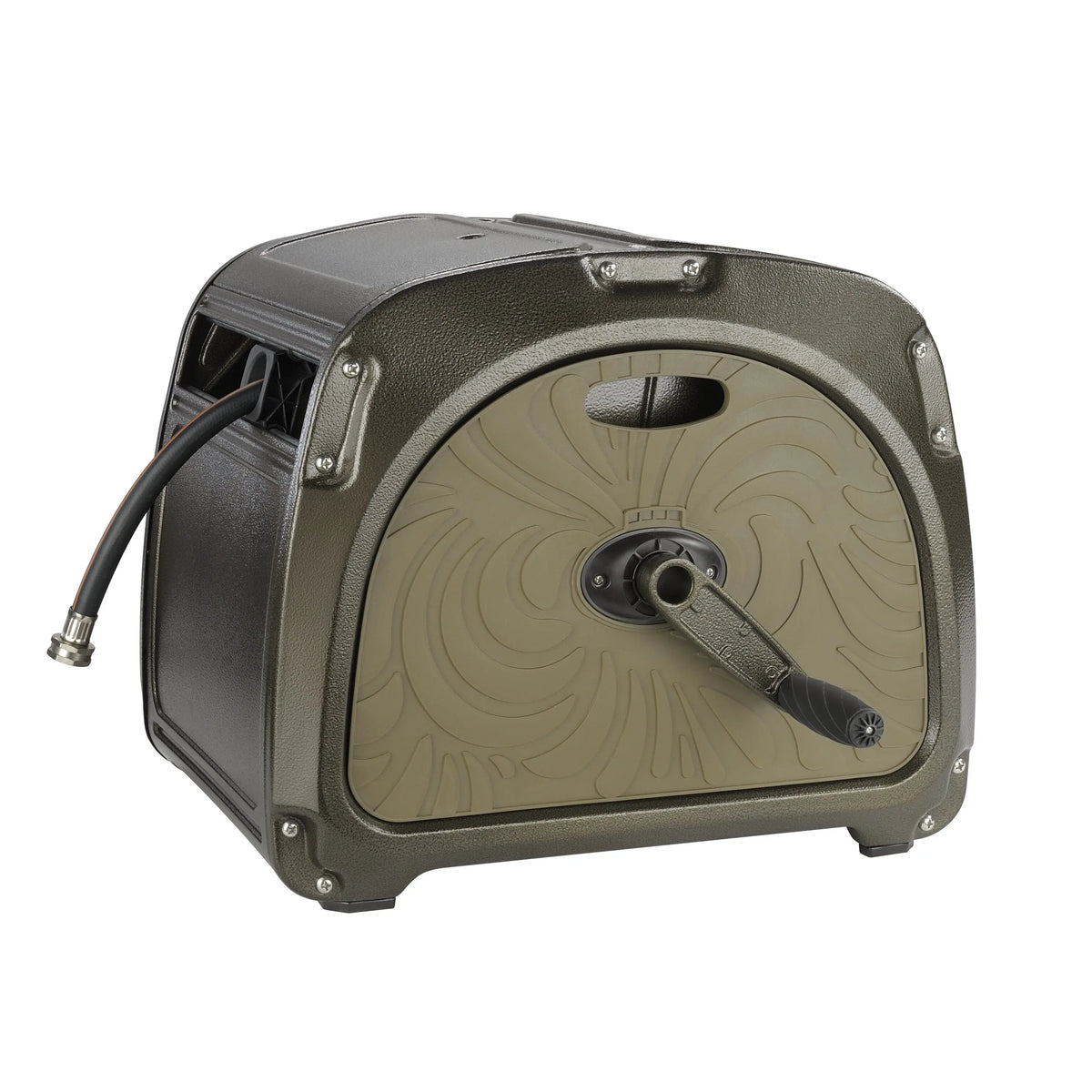 Giraffe Tools SW5 Metal Hose Reel Green Heavy Duty Garden Storage Hideaway with Crank Handle 150ft 5/8 Inch Hose Capacity