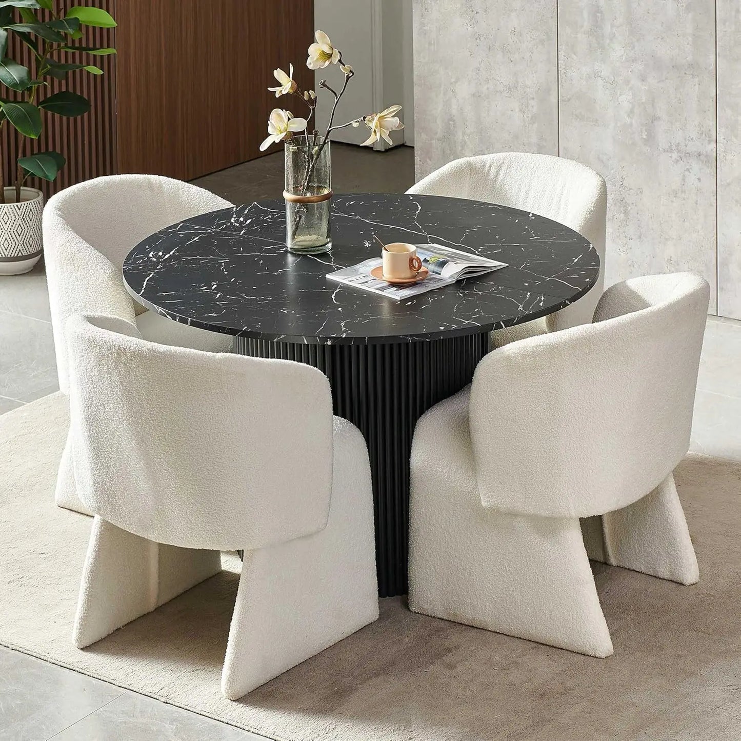 Modern Round Dining Table Set With Barrel Chairs French Country