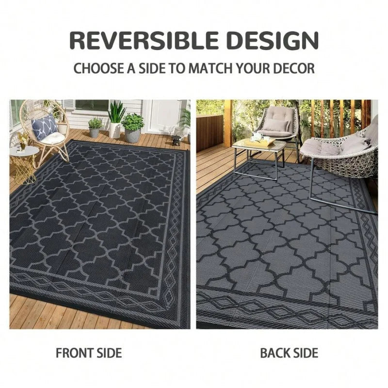Geometric Outdoor Rug Waterproof Patio Mat For Balcony Camping
