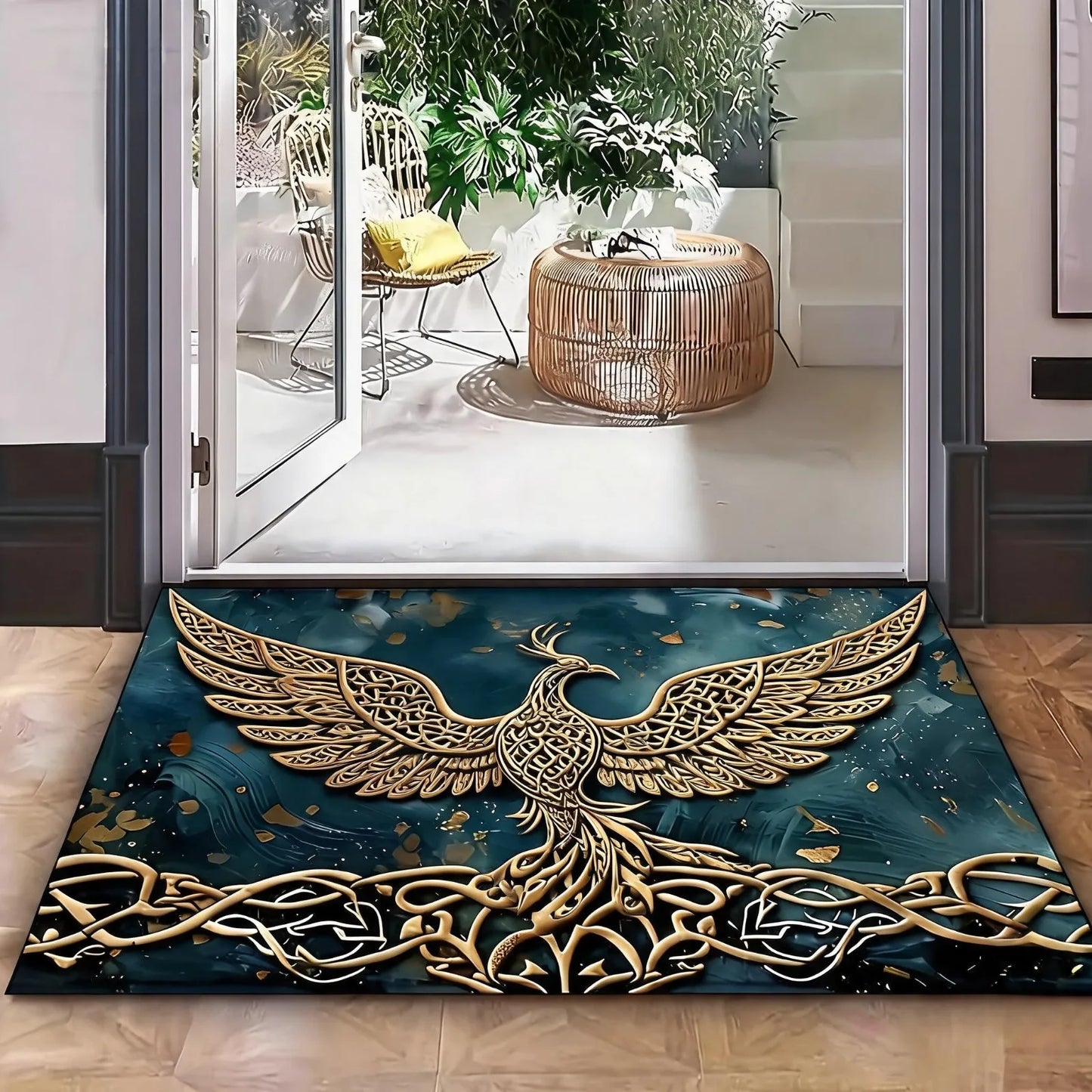 Tree of Life Pattern Welcome Doormat, Crystal Velvet Fabric, Backing, 1000G/M², Rectangular Non-Slip Washable Entrance Rug for Home, Garden, Patio, Laundry, Bathroom Decoration - Hand Wash solely, Durable Multi-Purpose Outdo