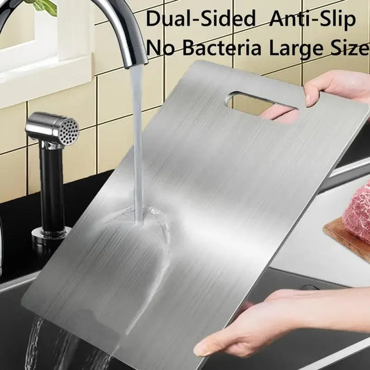 Stainless Steel Chopping Board, Antibacterial Double-Sided Cutting Board for Kitchen, Household Kitchen Gadget